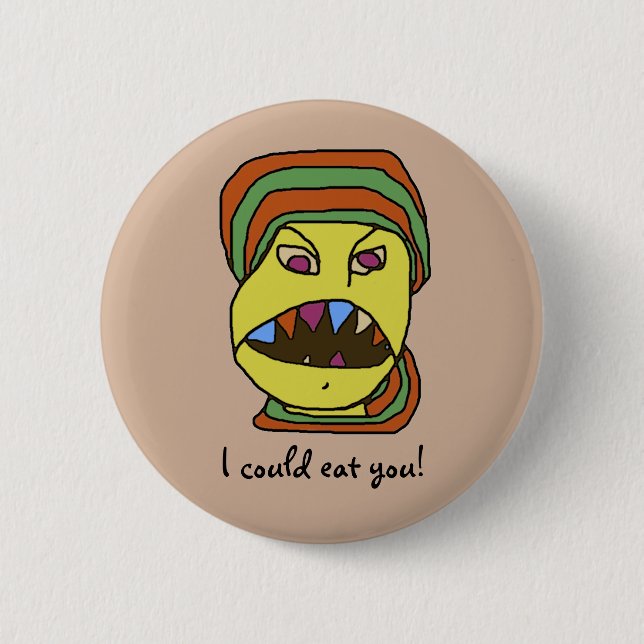 Funny WEIRDOS Hungry Cartoon 6 Cm Round Badge (Front)