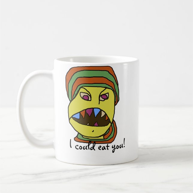 Funny WEIRDOS hungry cartoon Coffee Mug (Left)
