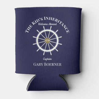 Funny Welcome Aboard Ship's Wheel Can Cooler