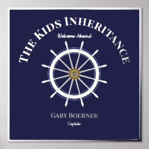 Funny Welcome Aboard Ship's Wheel Foil Text Foil Prints