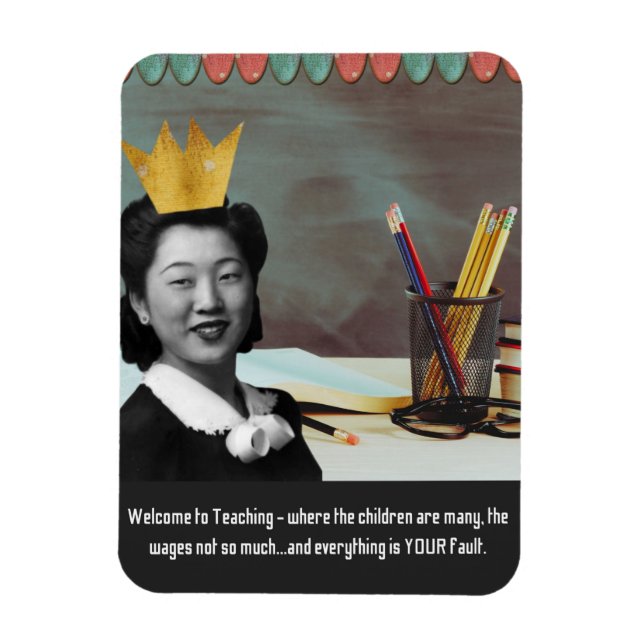 Funny Welcome Teacher Vintage Asian Woman  Magnet (Vertical)