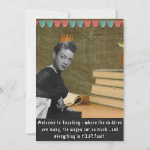 Funny Welcome Teacher Vintage Black Woman Card