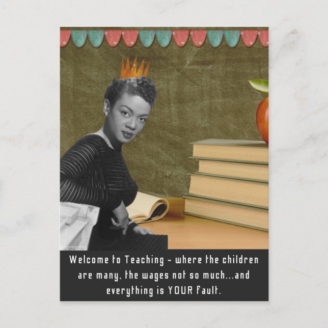 Funny Welcome Teacher Vintage Black Woman Postcard (Front)