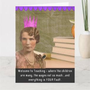 Funny Welcome Teacher Vintage Woman Card