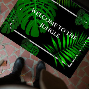 Funny "Welcome to the Jungle" Tropical Leaves Doormat