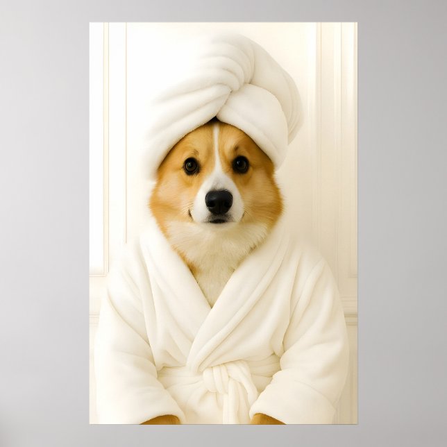 Funny Welsh Corgi Bathroom Print, Corgi In Poster (Front)