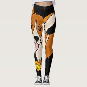 Funny Welsh Corgi Dog with Rubber Chicken Leggings