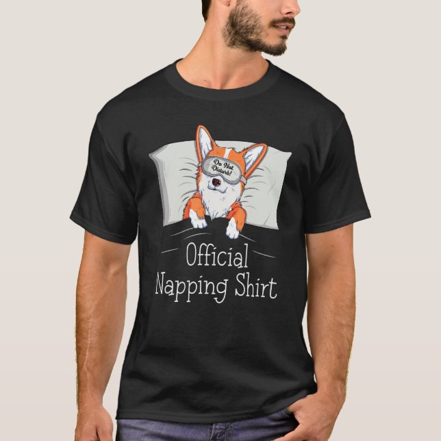 Funny Welsh Corgi Power Napper Dog Lover Napping T-Shirt (Front)