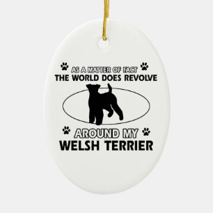 Funny welsh terrier designs ceramic tree decoration