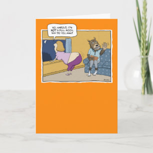Funny Werewolf and Full Moon Halloween Card