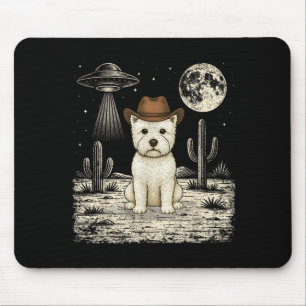 Funny West Highland White Terrier Cowboy Western Mouse Pad
