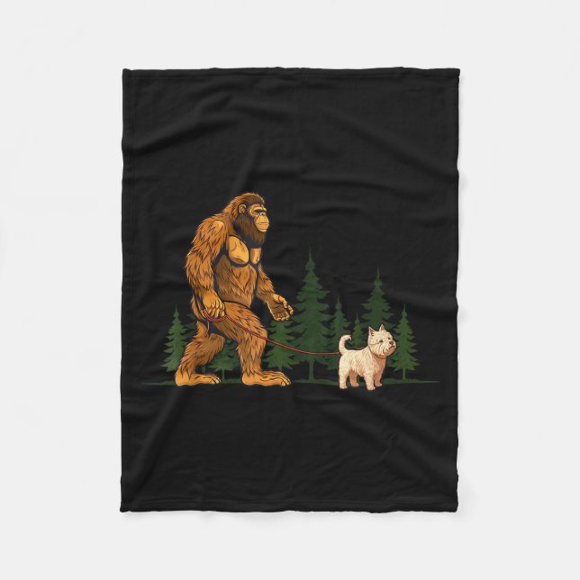 Funny West Highland White Terrier Westie Bigfoot D Fleece Blanket (Front)