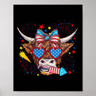 Funny Western America Cow 4th Of July 1 Poster