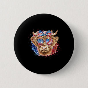 Funny Western America Cow 4th Of July 6 Cm Round Badge