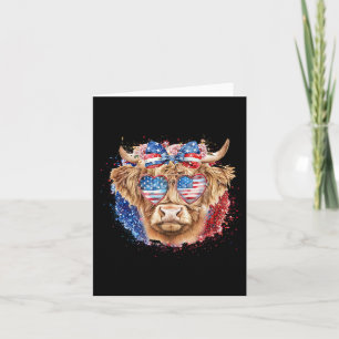 Funny Western America Cow 4th Of July Card