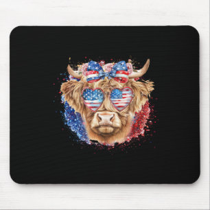 Funny Western America Cow 4th Of July Mouse Pad