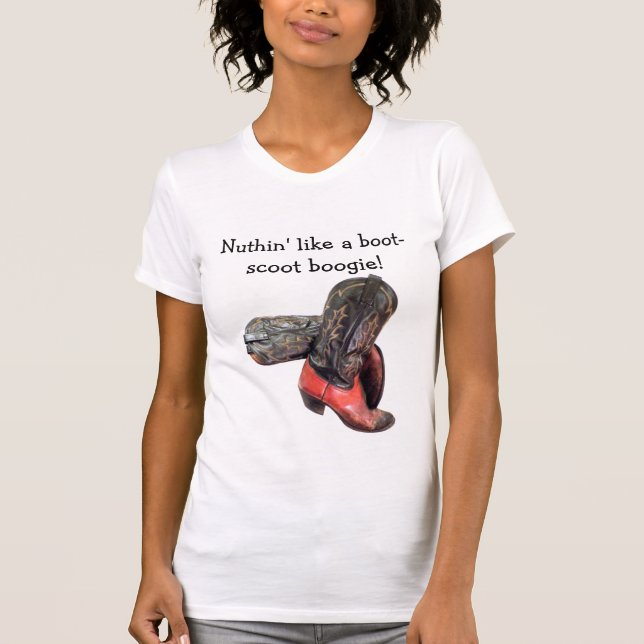 Funny Western Cowboy Boot Scoot T-Shirt (Front)