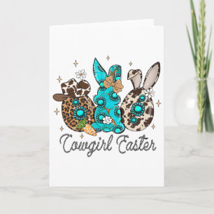 Funny Western Easter Day Cute Bunny Cowgirl Easter Card