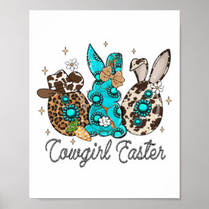 Funny Western Easter Day Cute Bunny Cowgirl Easter Poster
