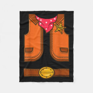 Funny Western Sheriff Halloween Cowboy Vest Simple Fleece Blanket