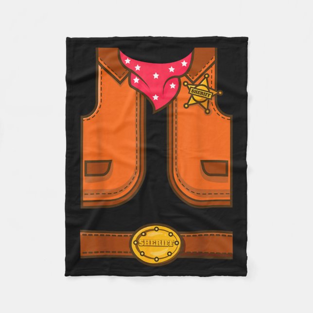 Funny Western Sheriff Halloween Cowboy Vest Simple Fleece Blanket (Front)