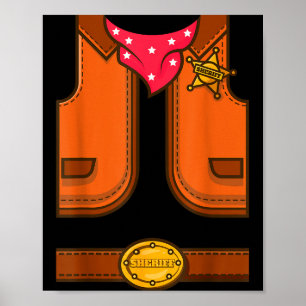 Funny Western Sheriff Halloween Cowboy Vest Simple Poster