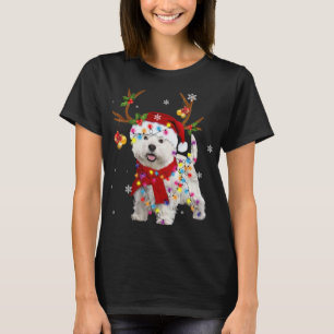 Funny Westie Christmas Reindeer Christmas Lights P T-Shirt
