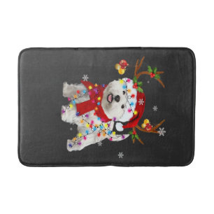 Funny Westie Christmas Tee Reindeer Christmas Ligh Bath Mat