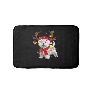 Funny Westie Christmas Tee Reindeer Christmas Ligh Bath Mat
