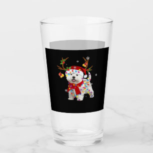 Funny Westie Christmas Tee Reindeer Christmas Ligh Glass