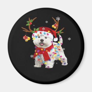 Funny Westie Christmas Tee Reindeer Christmas Ligh Magnet