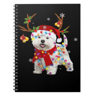 Funny Westie Christmas Tee Reindeer Christmas Ligh Notebook