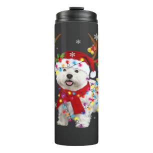 Funny Westie Christmas Tee Reindeer Christmas Ligh Thermal Tumbler