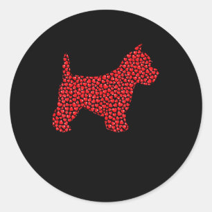 Funny Westie Dog Lover Hearts Love Westie Valentin Classic Round Sticker