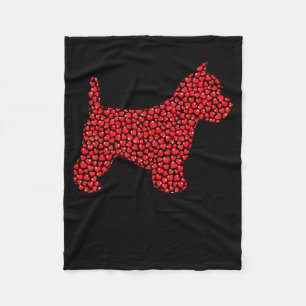 Funny Westie Dog Lover Hearts Love Westie Valentin Fleece Blanket
