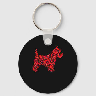 Funny Westie Dog Lover Hearts Love Westie Valentin Key Ring