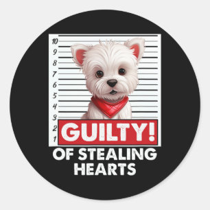 Funny Westie West White Terrier Dog Breed Valentin Classic Round Sticker