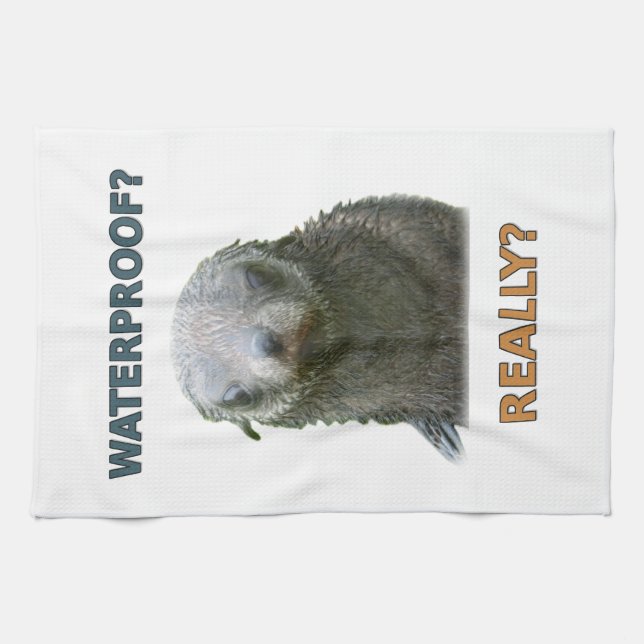 Funny Wet Seal Pup Tea Towel (Horizontal)