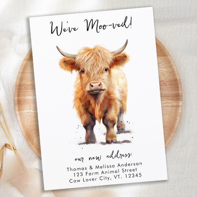 Funny Weve Moo-ved New Address Highland Cow Moving Announcement (Creator Uploaded)