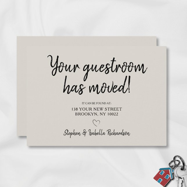 Funny We've Moved Cream Black Moving Announcement (Creator Uploaded)