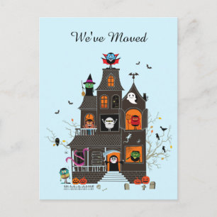 Funny We've Moved Spooky Haunted House Address Postcard