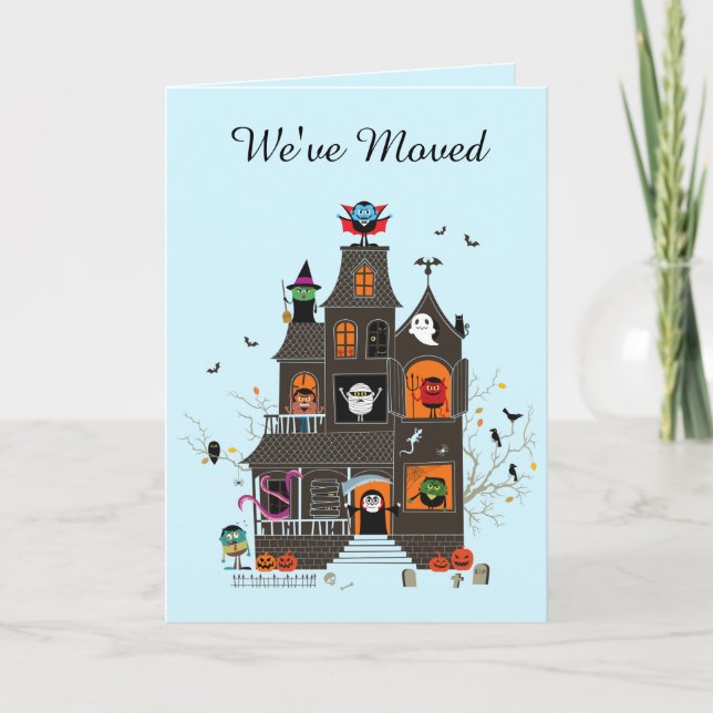 Funny We've Moved Spooky Haunted House People Announcement (Front)