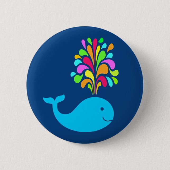 Funny whale 6 cm round badge (Front)