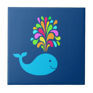 Funny whale ceramic tile