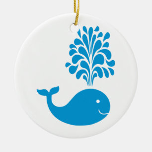 Funny whale ceramic tree decoration