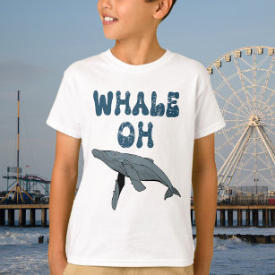 Funny Whale Humourous Retro Blue & Grey T-Shirt