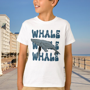 Funny Whale Humourous Retro Blue & Grey T-Shirt