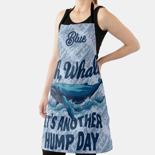 Funny Whale Pun "Oh Whale" Hump Day Design Apron (Insitu)