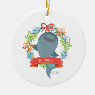 Funny Whale Shark  Ceramic Ornament