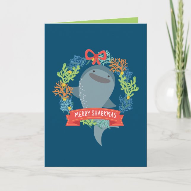 Funny Whale Shark Christmas Card (Front)